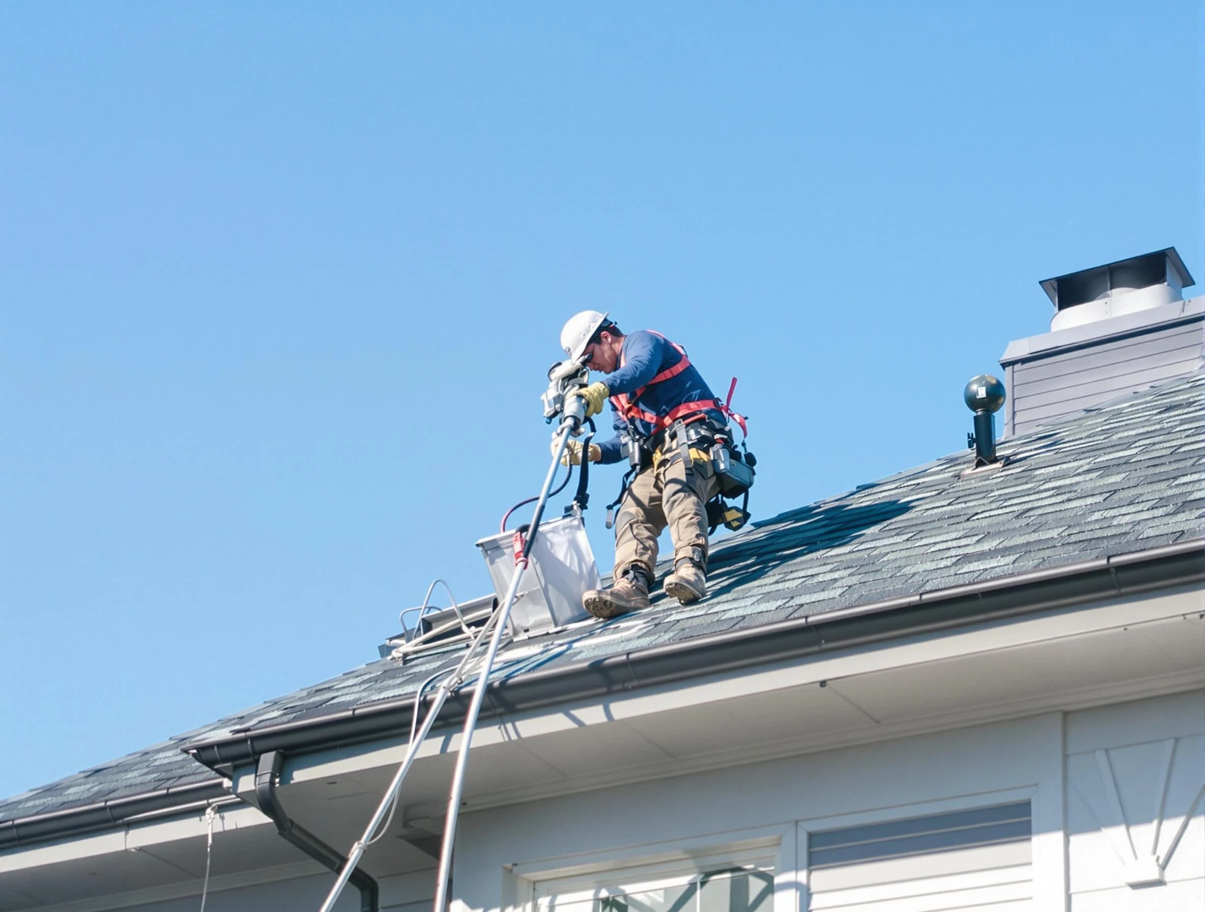 Berthoud Dryer Vent Cleaning certified technician cleaning a roof-mounted dryer vent system in Berthoud