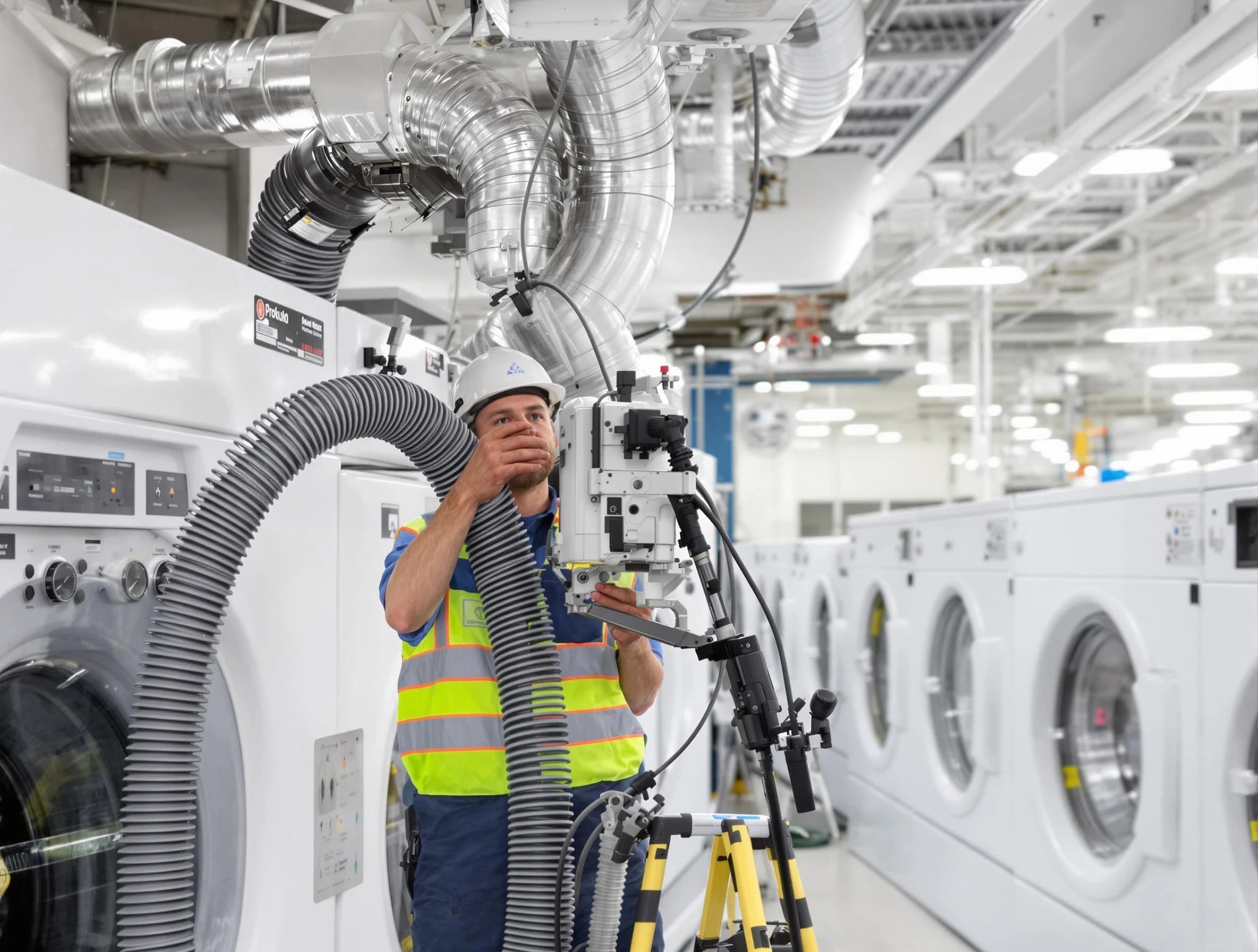 Berthoud Dryer Vent Cleaning team performing commercial-grade dryer vent cleaning at a business facility in Berthoud