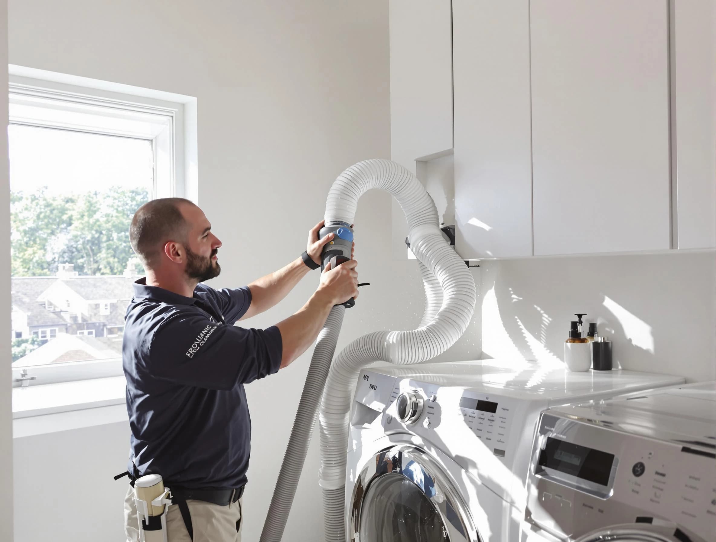 Certified Berthoud Dryer Vent Cleaning technician performing dryer vent cleaning in Berthoud
