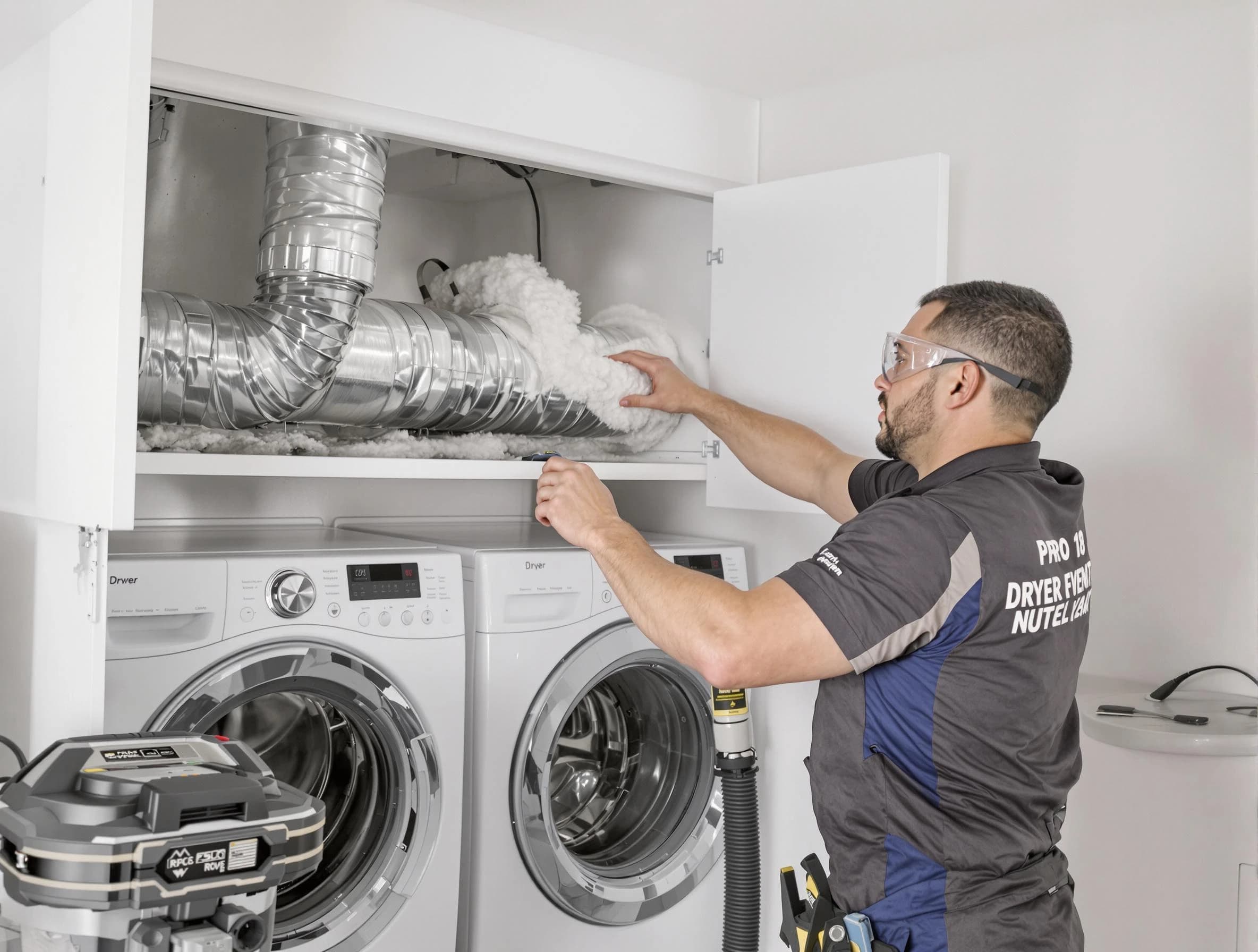 Berthoud Dryer Vent Cleaning certified technician performing specialized gas dryer vent cleaning in Berthoud