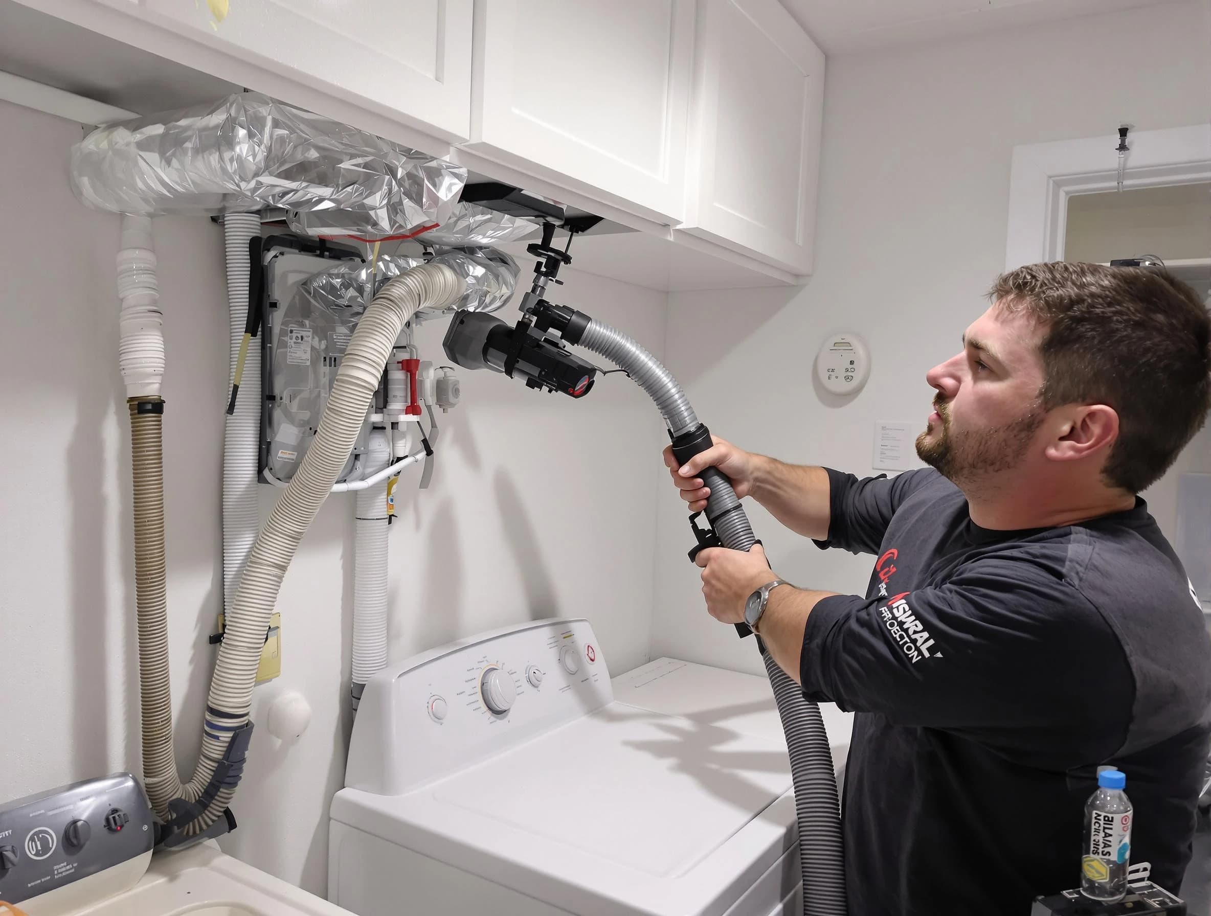 Berthoud Dryer Vent Cleaning certified technician performing safety-focused gas dryer vent cleaning in Berthoud