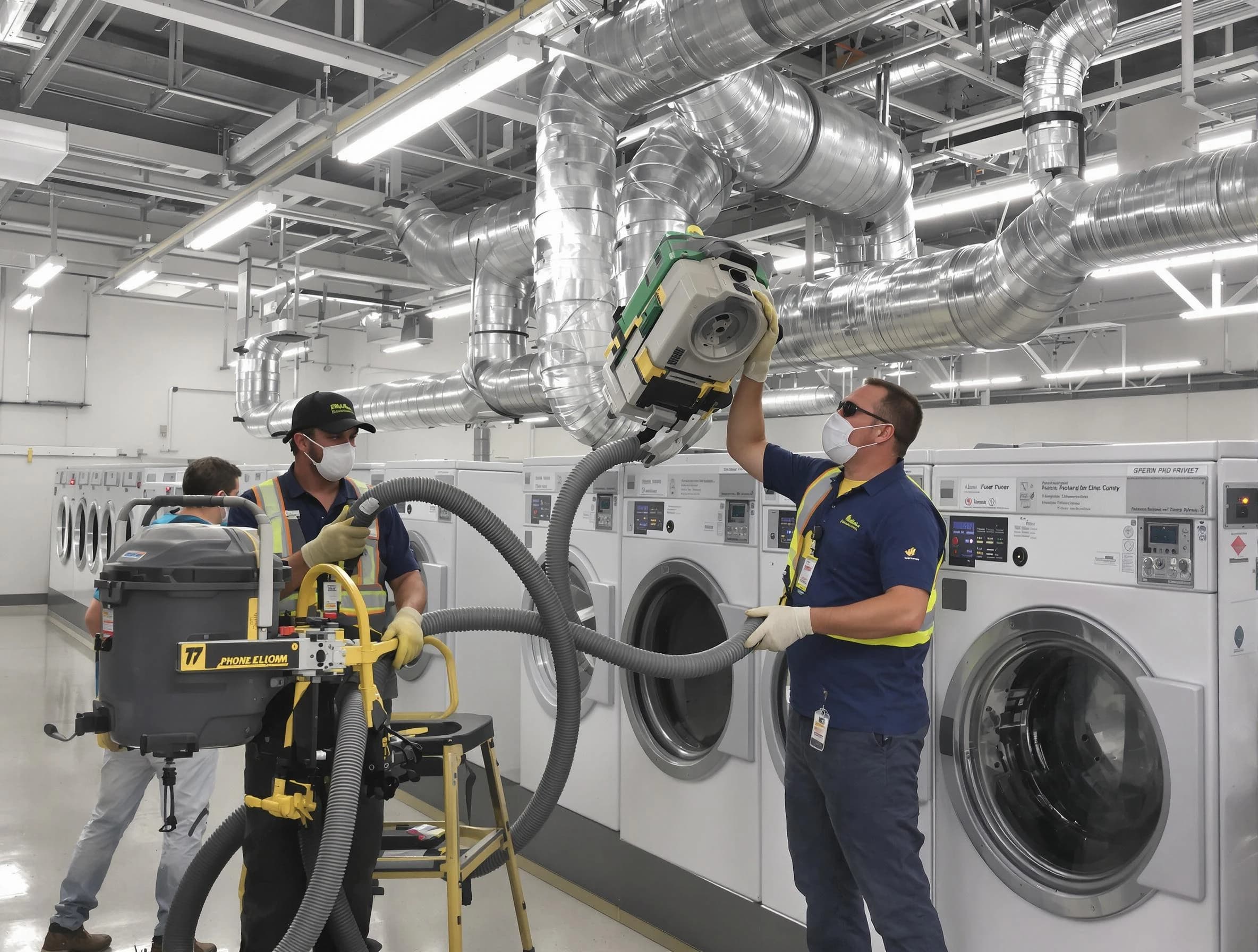 Berthoud Dryer Vent Cleaning team cleaning large-scale industrial dryer vent systems at a facility in Berthoud